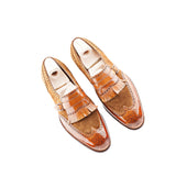 Dress Loafer With Fringy Strap And Buckle Metal Tips Included