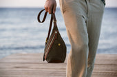 M S Drop Bag Grand Herringbone Cuoio