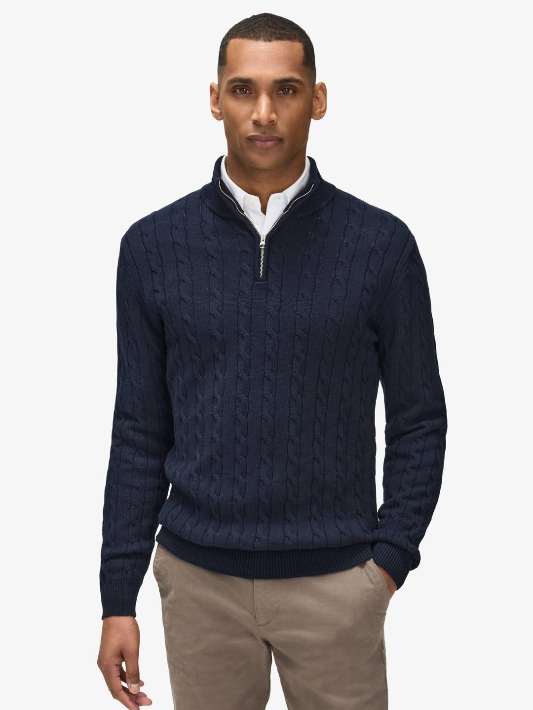Navy Blue Zipper Sweater
