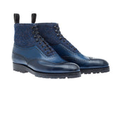 Oxford boot with brogueing in tweed combination