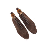 Elegant Oxford Boots In Dark Brown Suede Leather