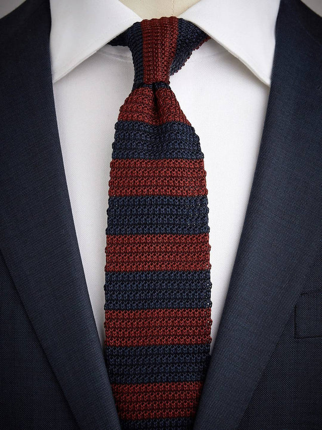 Blue & Burgundy Knitted Tie