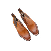 Chelsea Boots Elastic Sided In Light Brown Crust Calf Leather