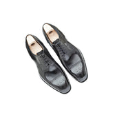 Half Brogue Saddle Derby In Crust Calf Leather