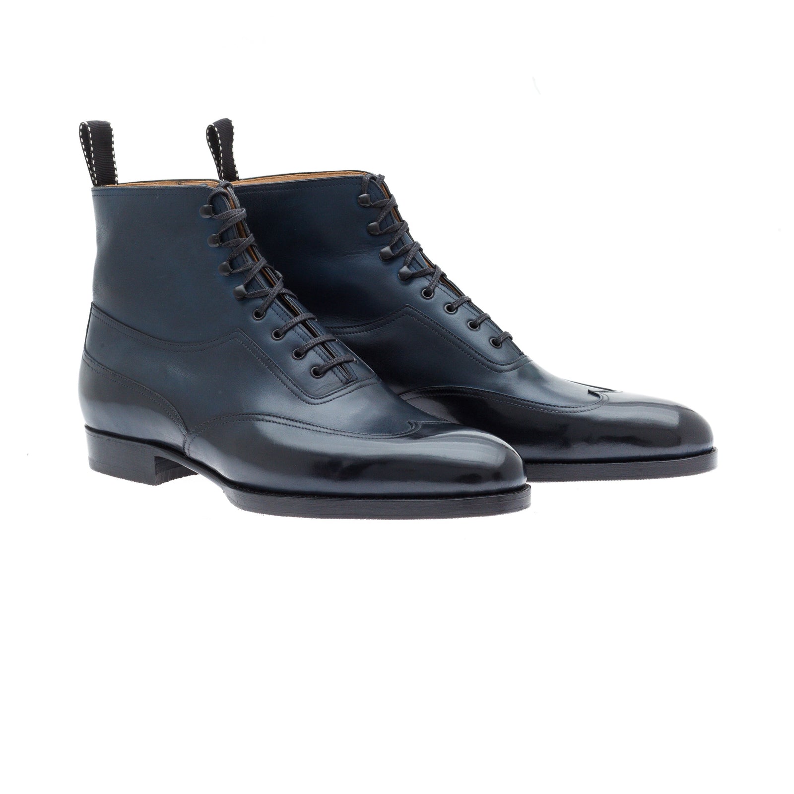 Elegant Oxford Boots In Dark Blue Crust Calf Leather