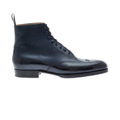 Elegant Oxford Boots In Dark Blue Crust Calf Leather