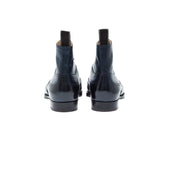 Elegant Oxford Boots In Dark Blue Crust Calf Leather