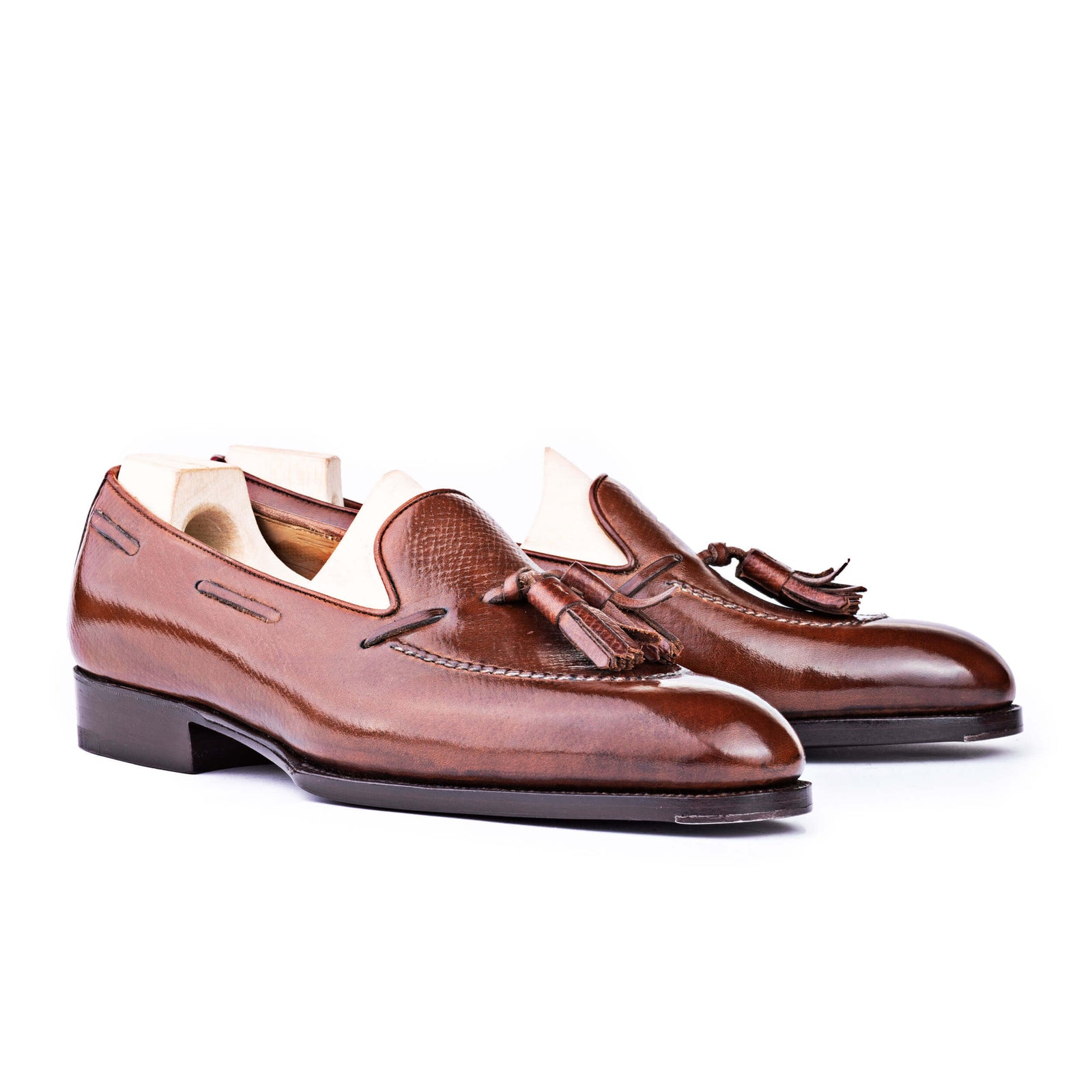 Tassel Loafer With Hand Stitched Apron In Mid Russian Calf