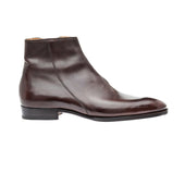 Plain Boot With Zipper In Dark Brown Espresso Calf Leather