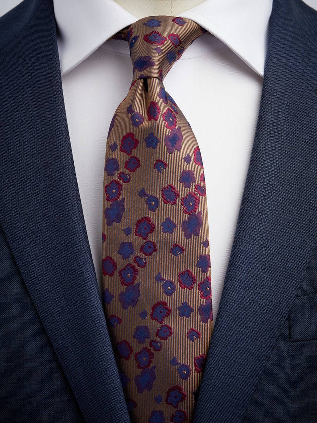 Brown & Red Tie Floral