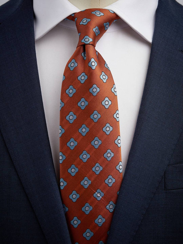 Orange & Light blue Tie Floral