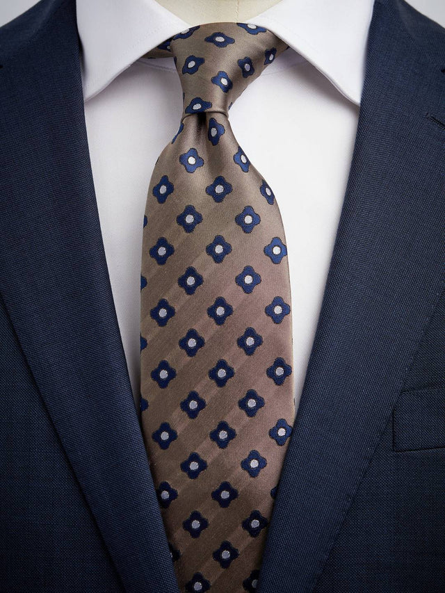 Beige & Blue Tie Floral