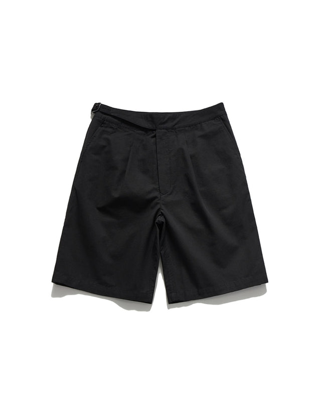 SINGLE BELTED BERMUDA SHORTS / BLACK