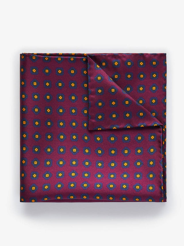Burgundy Pocket Square Geometric