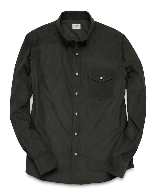 Pearl Snap Micro-Corduroy (Green)