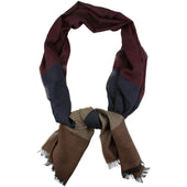 Striped Wool Silk Scarf Burgundy