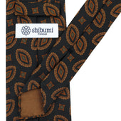 Madder Silk Tie Black Hand Rolled