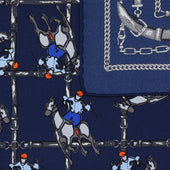 Equestrian Motif Silk Pocket Square 40x40cm