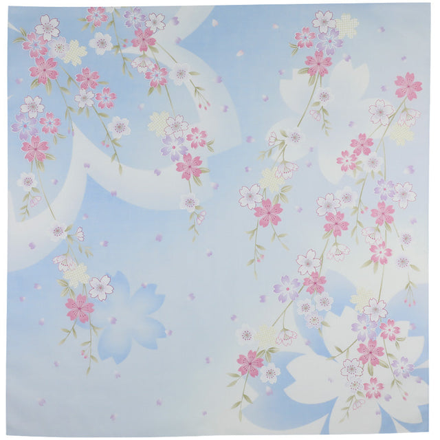 Kimono Motif Cotton Handkerchief - Blue