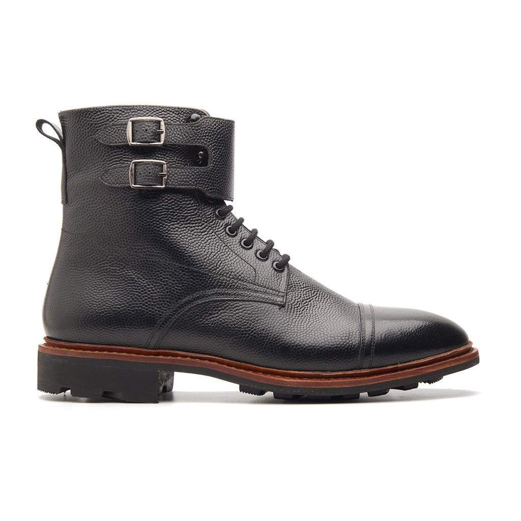 Falcon Combat Boot Black Pebble Grain Hand Welted New Age