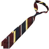 Repp Stripe Silk Tie Navy Yellow Hand Rolled