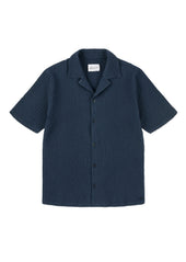 Seersucker Fenton Shirt in Dark Navy