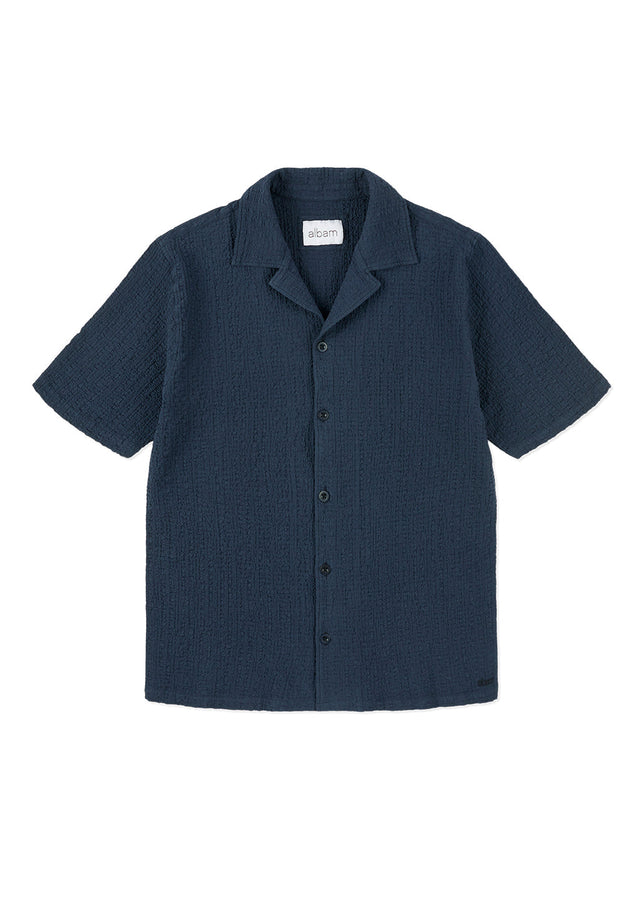 Seersucker Fenton Shirt in Dark Navy