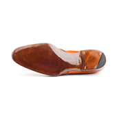 Chukka Boots With Curved Topline And Medallion In Chestnut Crust Calf
