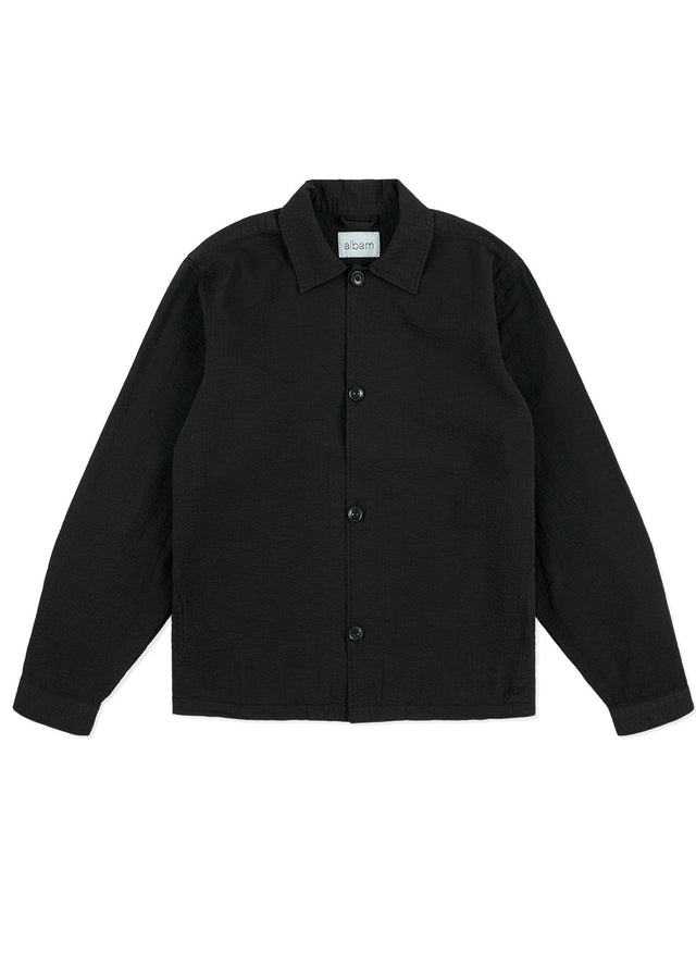 Seersucker Modern Overshirt in Black
