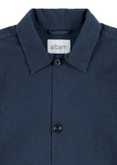 Seersucker Modern Overshirt in Dark Navy