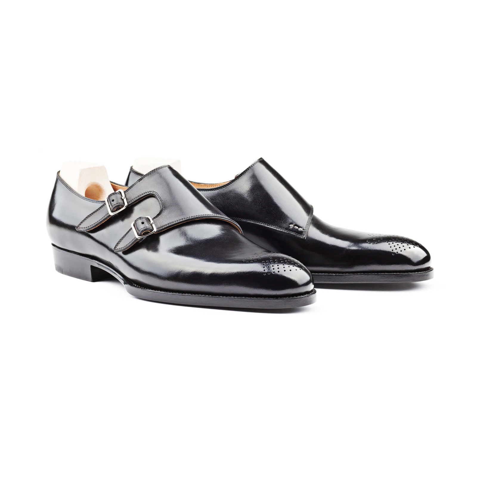 Double Buckle Monk With Parallel Straps And Medallion