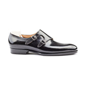 Double Buckle Monk With Parallel Straps And Medallion
