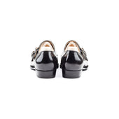 Double Buckle Monk With Parallel Straps And Medallion