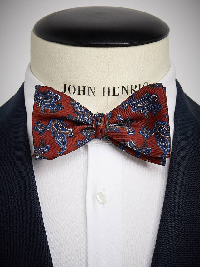 Burgundy Bow Tie Paisley