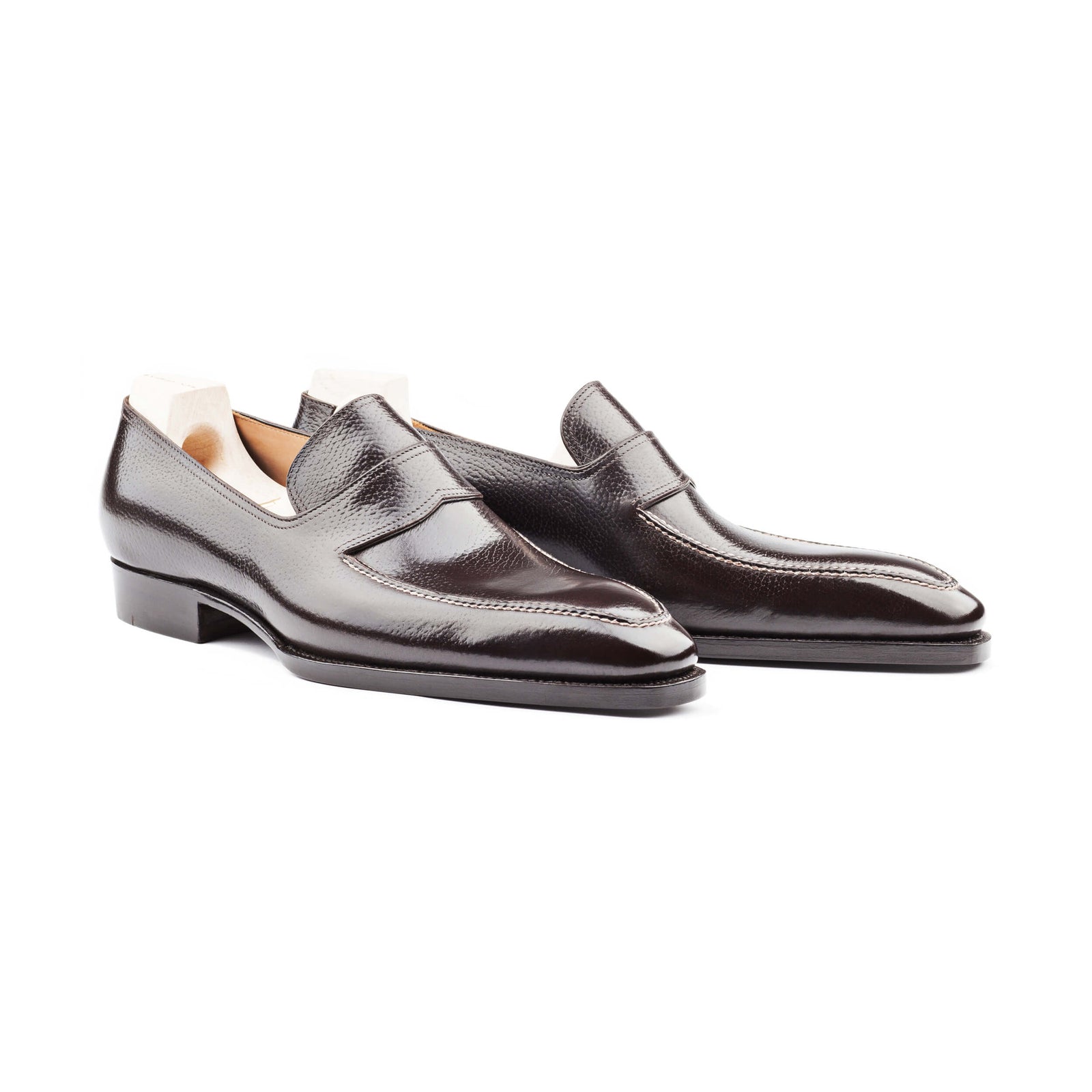 Norwegian Loafer With Hand Stitched Apron In Dark Brown Inca Calf