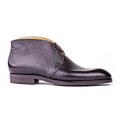 Chukka Boots With Curved Topline In Dark Brown Soft Grain Leather