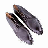 Chukka Boots With Curved Topline In Dark Brown Soft Grain Leather