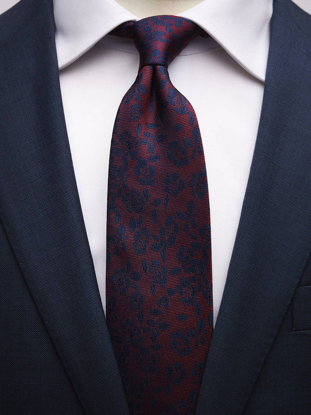 Burgundy & Blue Tie Floral