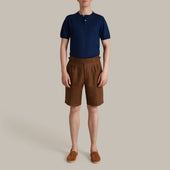 Short Sleeve Knitted Linen Henley Shirt In