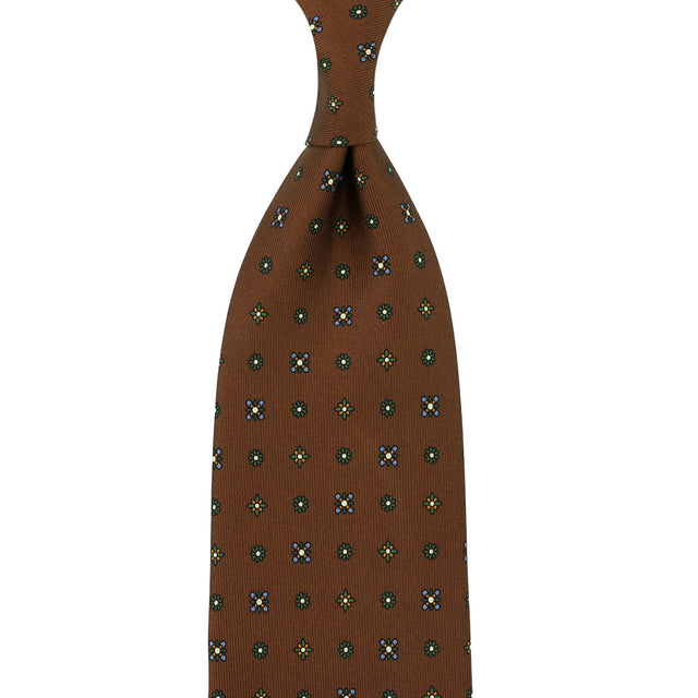 Floral Printed Silk Bespoke Tie - Oak