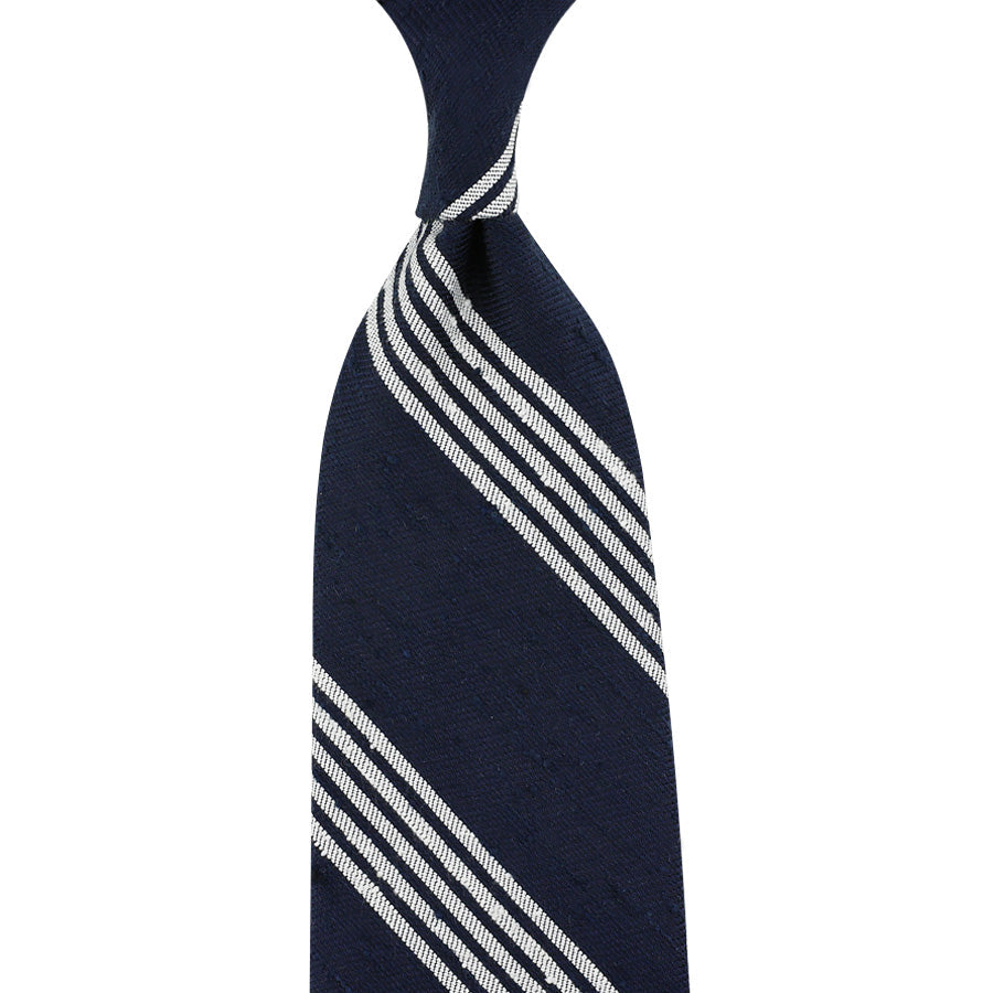 Striped Soft Shantung Silk Tie Hand Rolled