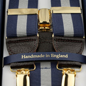 Striped Barathea Clips Braces Grey
