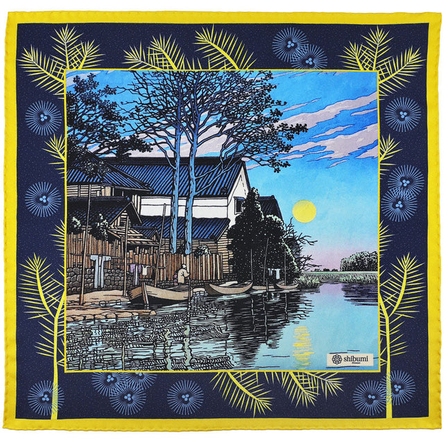 Ukiyo-e Silk Pocket Square - Itako - 40x40cm