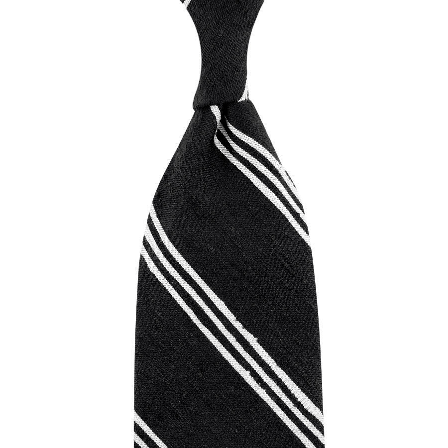 Triple Bar Shantung Silk Tie Hand Rolled