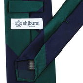 Japanese Repp Stripe Silk Tie Teal Hand Rolled