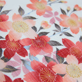 Floral Motif Cotton Handkerchief Red