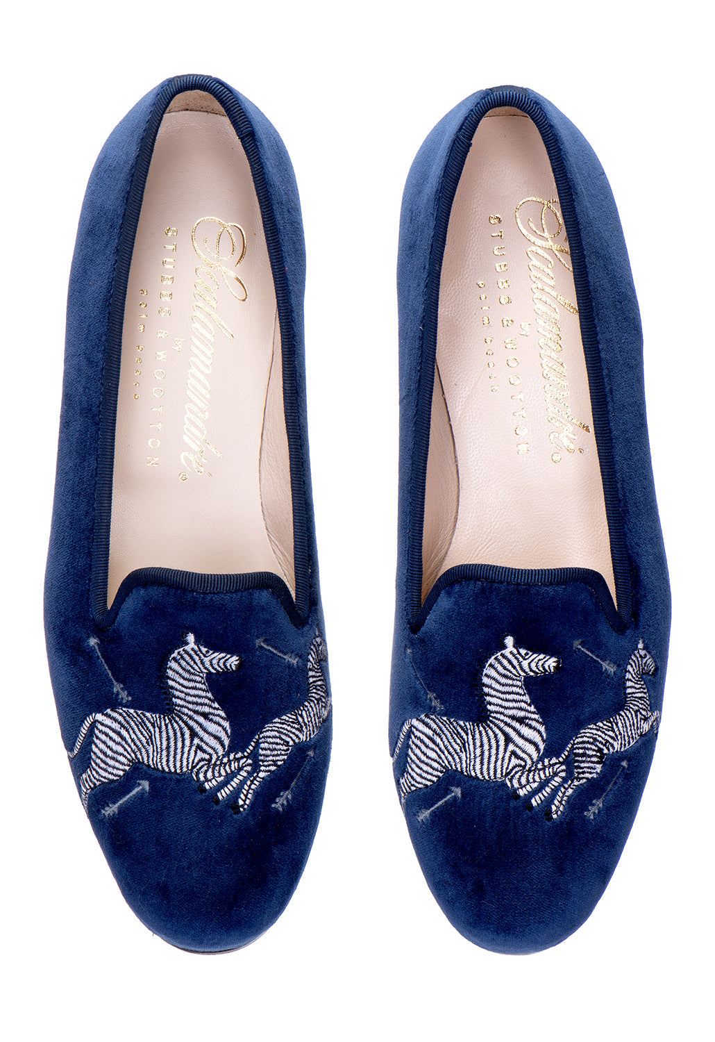 Zebras Navy Velvet Slipper (Men)