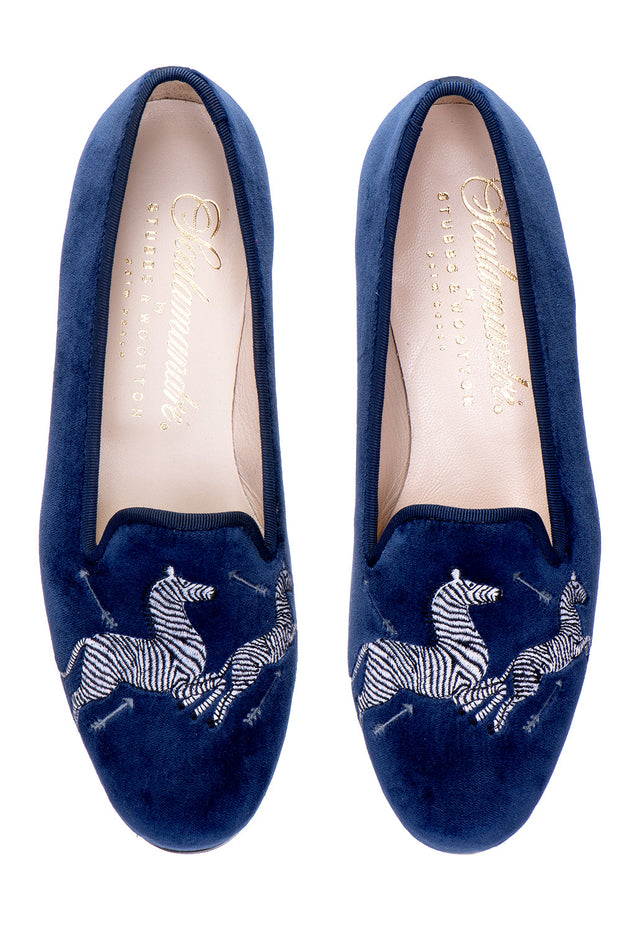 Zebras Navy Velvet Slipper (Men)