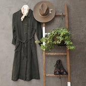 Anthropologist Coat Linen Garment Dyed S