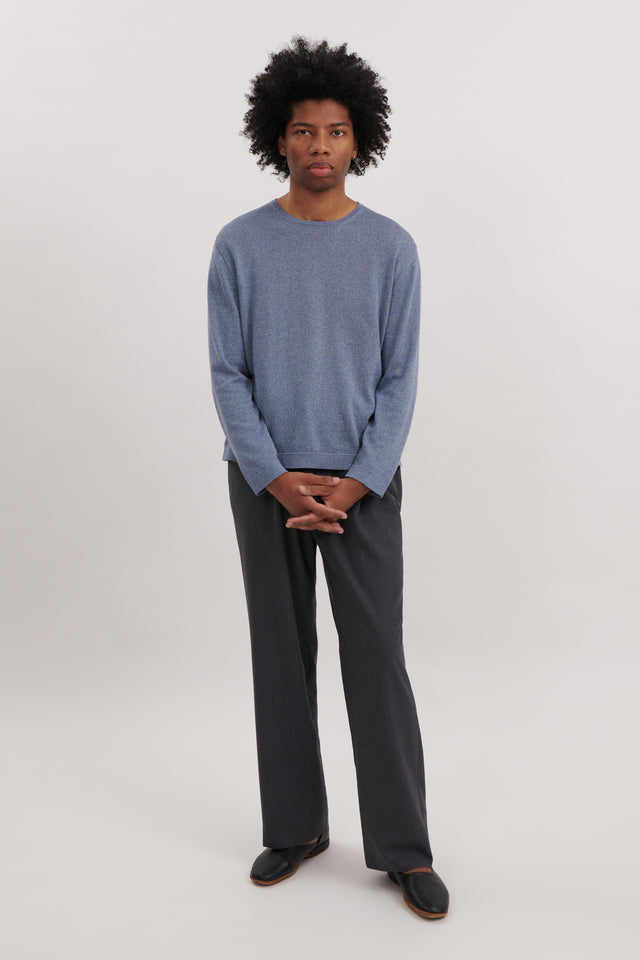 Long Sleeve Knit T-Shirt (Washed Indigo Cotton Mouliné)
